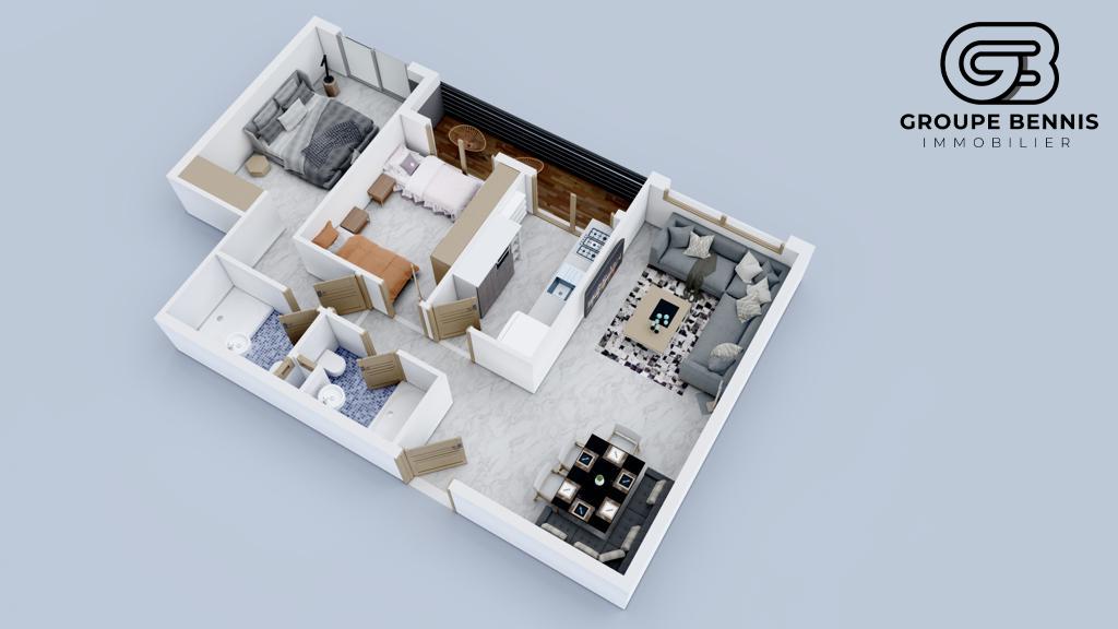 Vue d'ensemble d'un plan d'appartement